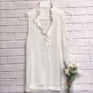 Cream/Off White Semi-Sheer Sleeveless Blouse